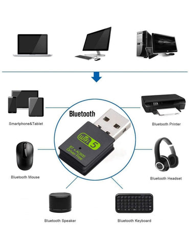 New USB 600mbps Wireless WiFi + Bluetooth Adapter